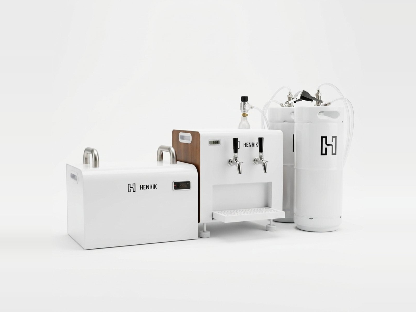 H4 compressor box, tap box and kegs connected